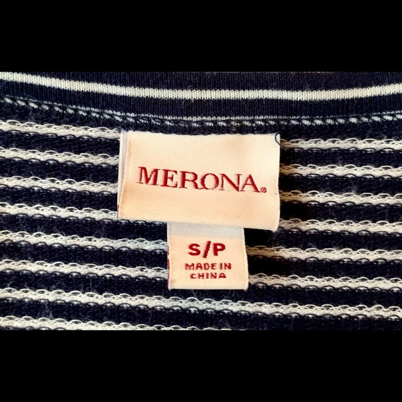 MERONA Navy Blue White Striped Cotton Duster Cardigan Dress - Picture 3 of 5